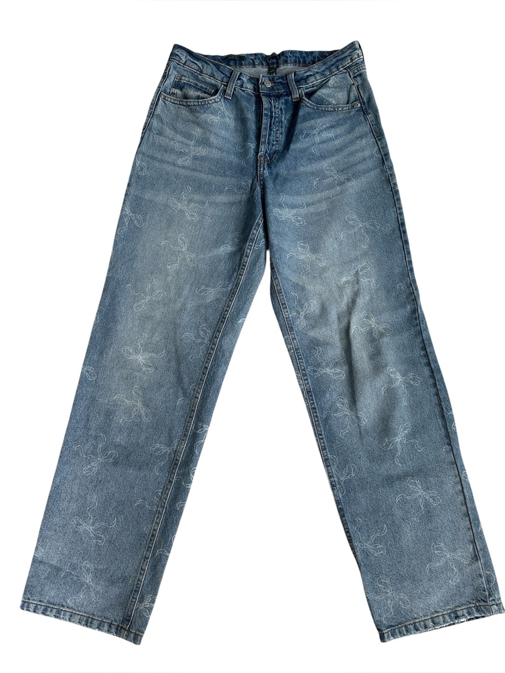 Target Wild Fable Bow Print High-Rise Straight Jeans - Size 8